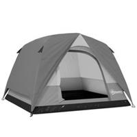 Outsunny 3-4 Person Camping Tent, Waterproof Tent, Dark Grey