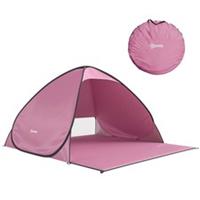 Outsunny Pop up Beach Tent, UV 50+ Sun Shelter with Carry Bag, Pink
