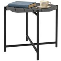 Outsunny 54 cm Round Garden Table, Slatted Wood Top Outdoor Table, Dark Grey