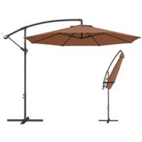 Outsunny 3(m) Garden Banana Parasol Cantilever Umbrella w/ Base, Coffee