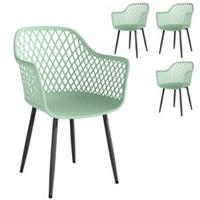 Outsunny Garden Chairs Set of 4, Garden Dining Chairs with Armrests, Green