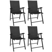 Outsunny Folding Garden Chairs Set of 4 with High Back, Armrests, Black
