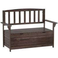 Outsunny Outdoor 2 Seater Garden Bench, Garden Storage Bench with Backrest