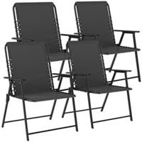 Outsunny Folding Garden Chairs, Outdoor Chairs Set of 4, Black