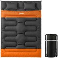 Outsunny Double Sleeping Bag with 2 Pillows, 220 x 160cm Sleeping Bag