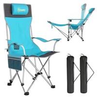 Outsunny Set of 2 Reclining Camping Chairs, Blue and Grey