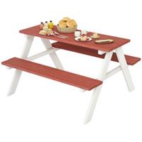 Outsunny Kids Picnic Table, Wooden Table and Bench Set for 3-8 Years, Brown