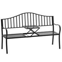 Outsunny Outdoor Metal Frame 2 Seater Bench Patio Park Garden Seating Chair