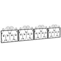 Outsunny 4 Panels Decorative Garden Fence Metal Wire No Dig Fencing Black