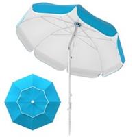 Outsunny Beach Umbrella, Adjustable Height & Tilt Portable Parasol, Blue