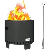 Outsunny 45cm Smokeless Wood Burning Firepit Metal Fire Pit, Dark Grey