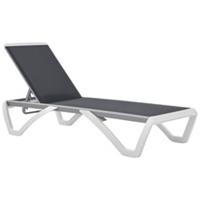 Outsunny Chaise Patio Lounge with 5-Level Adjustable Back Wheels Texteline Grey