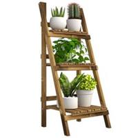 Outsunny 3-Tier Folding Wooden Flower Stand Plant Display for Garden Patio