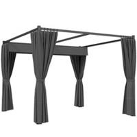 Outsunny 3 x 3(m) Pergola with Retractable Roof and Curtains, Charcoal Grey