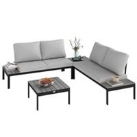 Outsunny 4 Seater Garden Corner Sofa Set with Removable Thick Cushions Grey