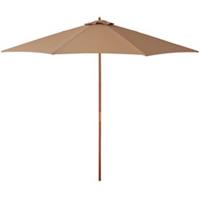 Outsunny 3(m) Wooden Garden Parasol Sun Shade Outdoor Umbrella Canopy Khaki