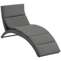 Outsunny Garden Rattan Sun Lounger Foldable Patio Chaise Chair Grey