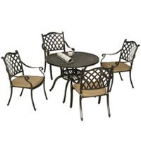 Outsunny 4 Seater Outdoor Dining Set with Cushions Parasol Hole Cast Aluminium