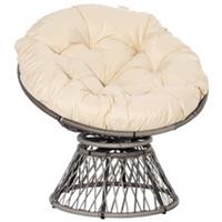 Outsunny Swivel Rattan Papasan Moon Bowl Chair Round with Padded