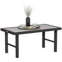 Outsunny Garden Coffee Table with SPC Woodgrain Tabletop, Grey Wood Effect