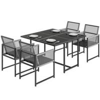 Outsunny Garden Dining Set, Outdoor Table and Chairs with Foldable Backrest