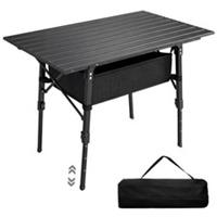 Outsunny Folding Camping Table with Basket, Adjustable Height, Refurbished