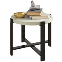 Outsunny Round Small Garden Table with Faux Marble Glass Top, Refurbished