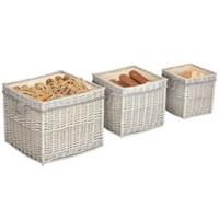 Outsunny Set of 3 Wicker Log Basket with Liner and Rope Handles, Refurbished
