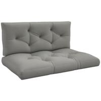Outsunny 2 Seater Outdoor Seat Cushions and Back for Pallet, Light Grey