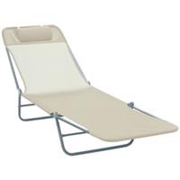 Outsunny Adjustable Sun Lounger for Camping, Beige, Refurbished