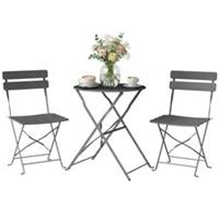 Outsunny Folding Bistro Set Table & Chairs, Grey, Refurbished