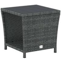 Outsunny 2-Tier Side Table with Storage Shelf, Grey, Refurbished