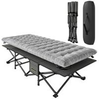 Outsunny Heavy Duty Camping Cot with Soft Pad, Grey, Refurbished