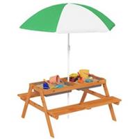 Outsunny Wooden Kids Picnic Table, Sand and Water Table with Benches, Brown