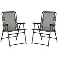 Outsunny 2Pcs Outdoor Folding Garden Loungers, Grey, Refurbished