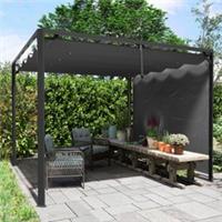 Outsunny 3 x 3(m) Pergola with Retractable Roof & Roller Shade, Dark Grey