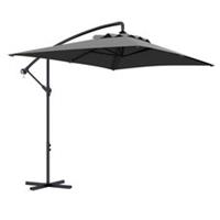 Outsunny 3 m Cantilever Parasol with Cross Base, Crank Handle, 6 Ribs, Grey