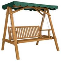 Outsunny Swing Chair 3 Seater Swinging Wooden Hammock Garden Seat Outdoor Canopy