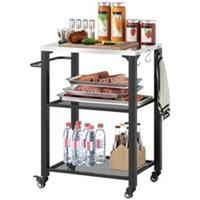 Outsunny 3-Shelf Outdoor Grill Cart, Outdoor Barbecue Kitchen Island