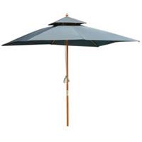 Outsunny 3m Wood Square Patio Umbrella Garden Market Parasol Sunshade Grey