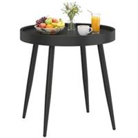 Outsunny Round Garden Table, Outdoor Coffee Side Table with Plastic Top