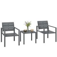 Outsunny 3 Pcs Garden Bistro Set for 2 Outdoor Bistro Table & Chairs Refurbished