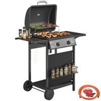 Outsunny Gas Burner Barbecue Grill, Garden BBQ Grill w/ Warming Rack Refurbished