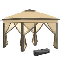 Outsunny Height-Adjustable Pop Up Gazebo with Bag, Beige, Refurbished