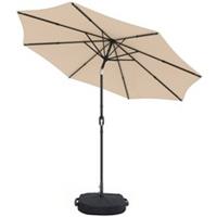 Outsunny 2.7m Parasol with Cross Base & Sandbag, Khaki, Refurbished