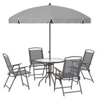 Outsunny Garden Dining Set, Patio Sets with Tempered Glass Table, Refurbished