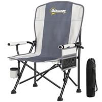 Outsunny Camping Chair Padded with Side Pocket Grey Refurbished