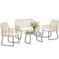 Outsunny Rattan Garden Furniture Set, 4 Pcs Outdoor Patio Furniture, Refurbished
