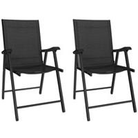 Outsunny Folding Garden Chairs Set of 2 with High Back, Armrests, Refurbished