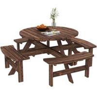 Outsunny Wooden Garden Dining Set with Parasol Hole for Outdoor, Refurbished